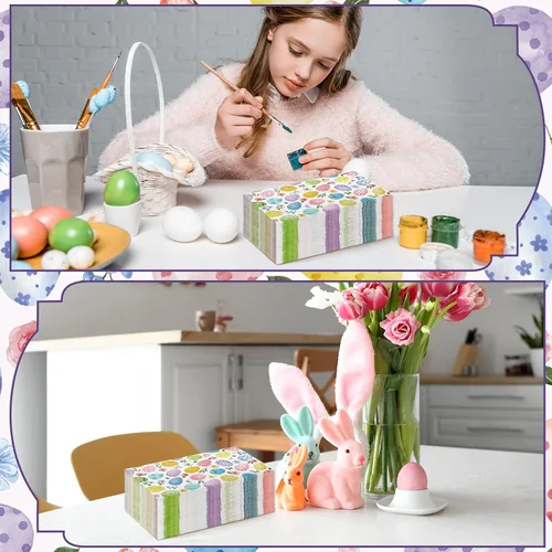 Vista 5 de Chiisong 200 servilletas de huevo de Pascua a granel, servilletas desechables de papel de acuarela floral de primavera con texto en inglés "He Is