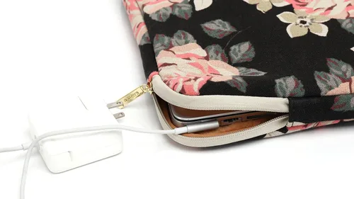 Vista 6 de Kayond funda impermeable para computadora portátil de 11-15 pulgadas con lienzo estampado de rosas