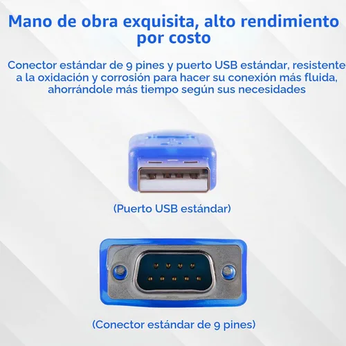 Vista 4 de Adaptador USB 2.0 a Serial DB-9 RS232, Windows 7/8/10/11/32/64/XP/RS232 al convertidor USB