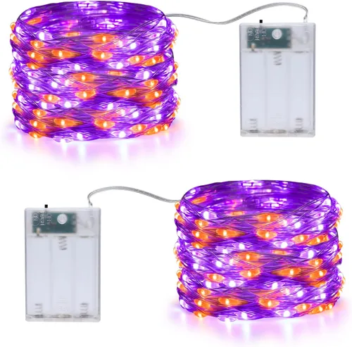 Vista 11 de Joomer Guirnalda de luces LED que funcionan con pilas, paquete de 2 50 luces LED cortables de 16 pies con temporizador para dormitorio, fiestas