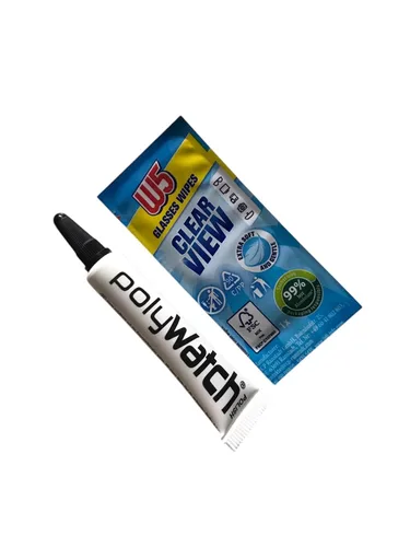 Vista 2 de Polywatch Reparación plástica pulida/de acrílico de los vidrios del reloj 0.2 fl oz con el limpiador del paño de W