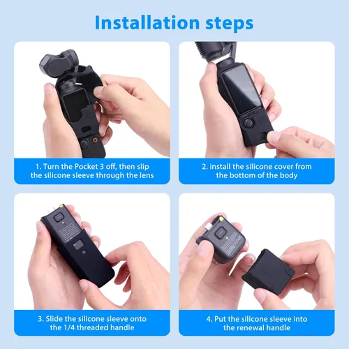 Vista 7 de Funda de silicona Pocket 3, protector de lente resistente a los arañazos, compatible con DJI OSMO Pocket 3 Creator Combo Accesorios (azul claro)