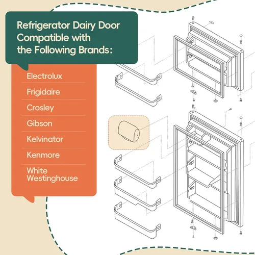 Vista 3 de 8.8 Pulgadas 240337712 Puerta de Refrigerador para Productos Lácteos Compatible con Frigidaire Crosley Kenmore, Reemplazo Exacto 240337703 240337704