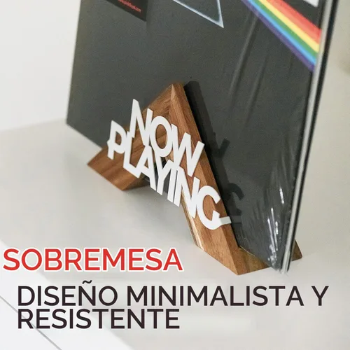 Vista 2 de Tapeera Soporte de discos de vinilo sobremesa Now Playing - Soporte de discos de vinilo de madera - Estante LP - Ensamblaje sin herramientas