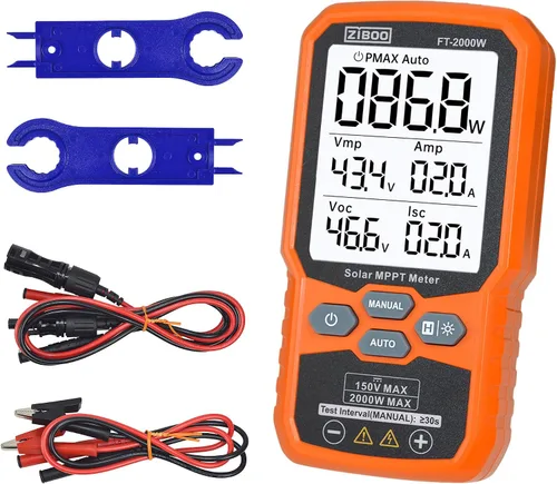Vista 10 de ZIBOO Probador de panel solar FT-1000W Medidor MPPT - 1000W de potencia máxima, 80V/35A Probador de módulo fotovoltaico para Voc/Isc, voltaje