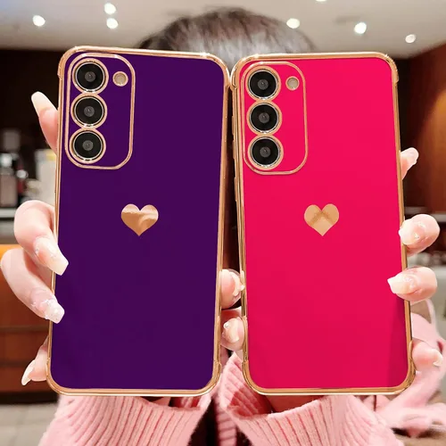 Vista 270 de phylla Funda de teléfono compatible con Samsung Galaxy A12 de 6.5 pulgadas, lindo corazón chapado en oro, elegante funda de lujo para mujer