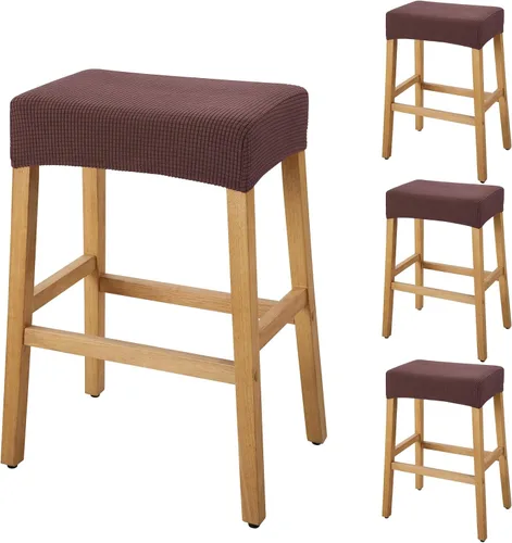 Vista 43 de YISUN Fundas de taburete rectangulares, paquete de 2 fundas elásticas impermeables para asiento de silla de montar, taburetes de bar, sillas de bar