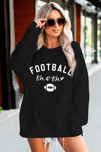 Vista 4 de MNLYBABY Sudadera de fútbol para mujer, sudadera de gran tamaño para el día del juego, divertida sudadera con estampado de mamá de fútbol americano