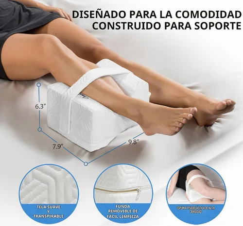 Vista 8 de ComfiLife Almohada de rodilla para personas que duermen de lado, almohada refrescante para dormir de lado, almohada de rodilla con correa para dolor