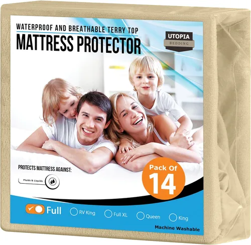 Vista 66 de Utopia Bedding – Protector impermeable de colchón tamaño individual, funda de colchón de terry premium de 200 GSM, transpirable, estilo ajustado