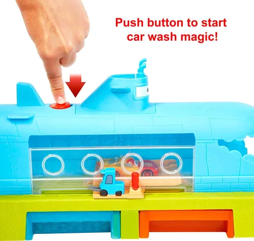 Vista 6 de Mattel Disney y Pixar Cars Toys, Submarine Car Wash Playset con cambio de color Lightning McQueen Toy Car, juego acuático