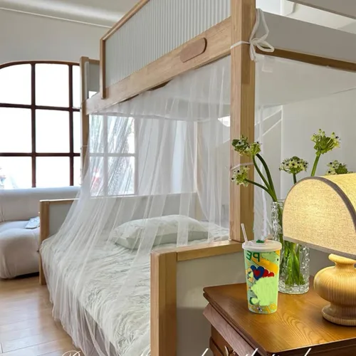 Vista 8 de 4 postes esquineros para dormitorio de estudiantes, litera, mosquitera, para cama, cortinas de cama para estudiantes, dormitorio, escuela Negro
