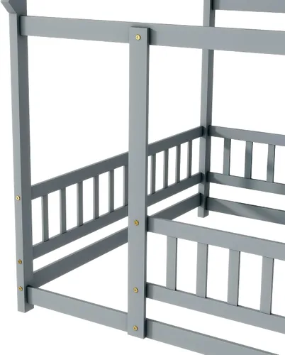 Vista 9 de Cama de tamaño matrimonial con valla y puerta, color gris