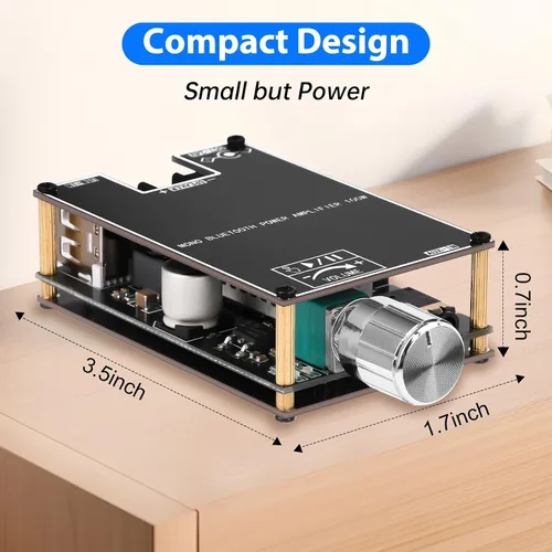 Vista 7 de Daakro 2 placas amplificadoras Bluetooth ZK-1001B, placa amplificador de canal mono de 100 W con función de emparejamiento TWS, CC 7-24 V, entrada