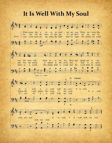 Vista 4 de It Is Well With My Soul Hymn Partituras para decoración de partituras de himno impresión de partituras musicales, póster de partituras musicales