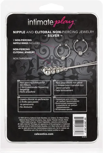 Vista 6 de California Exotics - Joyería corporal sin perforación para pezón y clítoris, plata Plateado
