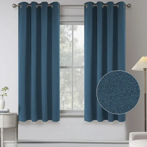 Vista 25 de KEQIAOSUOCAI Cortinas de lino 100% opacas de 100 pulgadas de largo, 2 paneles para dormitorio, estilo casa de campo moderna, completamente negro