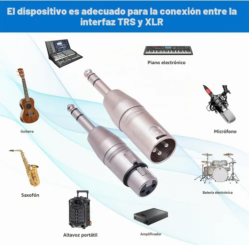 Vista 2 de Paquete de 4 adaptadores 1/4 a XLR, TRS a XLR de 1/4 pulgadas (2 pares), 2 piezas macho a macho y 2 piezas macho a hembra, equilibrado de cuarto