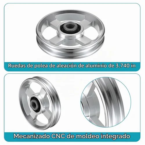 Vista 4 de OwnMy Juego de 2 ruedas de polea de aleación de aluminio de 3.740 in, sistema de polea para gimnasio en casa, máquinas de ejercicio, equipos