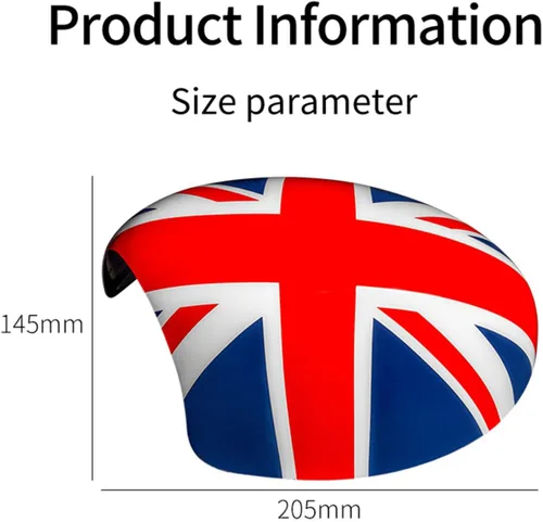 Vista 4 de Cubierta de espejo retrovisor lateral compatible con Mini Cooper R50-R53 DC01 Black Jack ABS - Tapa de espejo exterior adhesiva para Gen 1 R50 R53