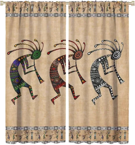 Vista 49 de Kokopelli - Cortinas opacas para cocina, decoración de sala de estar, dormitorio, 21 x 45 pulgadas, 2 paneles