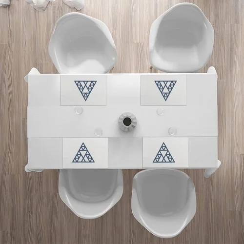 Vista 6 de Rectangular Placemats Set of 4, Heat Resistant Fractal Triangle Printed Kitchen Dining Table Mats
