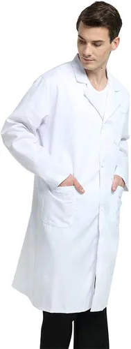 Vista 3 de TopTie Unisex Scrubs Lab Coat Profesional Doctor Uniforme Ropa de trabajo de manga larga Shop Coat