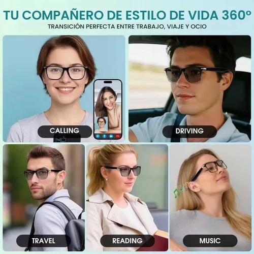 Vista 6 de Lentes inteligentes Bluetooth con altavoces, lentes de sol fotocromáticos Negro