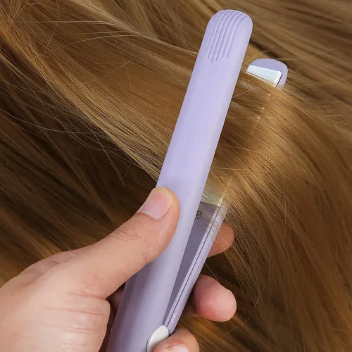 Vista 6 de Plancha de pelo simple, tamaño pequeño, mini rizador de plancha, para cabello rizado y liso