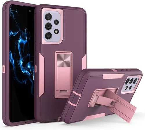 Vista 9 de Funda para Galaxy A32 5G, Galaxy A32 5G, TPU de grado militar + PC [soporte incorporado] Funda de diseño de doble capa, funda magnética de Negro
