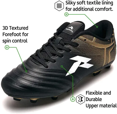 Vista 3 de RUNIC Tacos de fútbol para hombre, zapatos de fútbol, disponibles en césped, interiores y suelas firmes