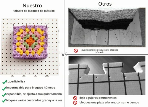 Vista 4 de Tablero de bloqueo de ganchillo de 7.5 pulgadas con clavijas de granny