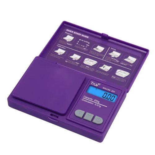 Vista 5 de True 42 Maxim 201 Purple Special Edition 200 gx0.0.04 oz - Báscula de precisión de gramos para joyería/alimentos/medicamentos Paisley 7.05 oz 0.00