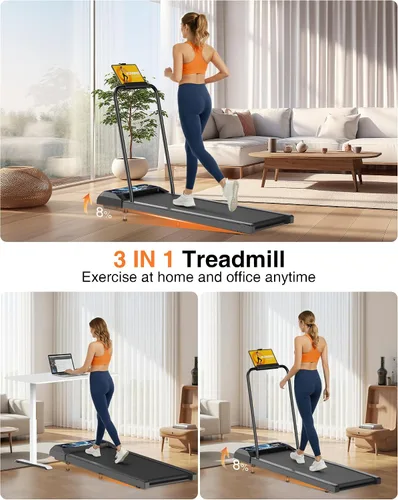 Vista 8 de HCOIW Walking with Incline Pad and Handle Bar, 3 in 1 Mini Walking Machine, 2.5HP Low Noise Treadmill for Home with Remote Control, Treadmill with