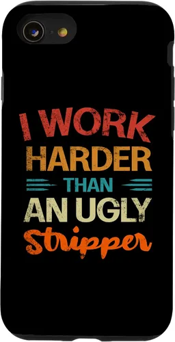 Vista 13 de Funda vintage divertida para iPhone 12 mini I Work Harder than an Ugly Stripper Sarcastic