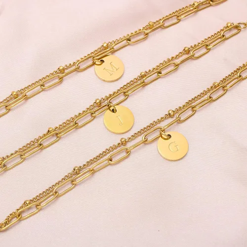 Vista 5 de JoycuFF Pulseras de oro con iniciales para mujer, regalos de Navidad, joyería bonita a la moda