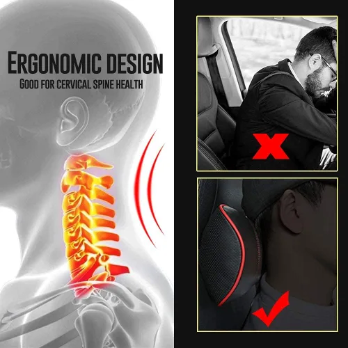 Vista 5 de HAOTULE Almohadas cervicales de cuero para automóvil, almohadillas para el cuello, 100% espuma viscoelástica, soporte cervical de espuma