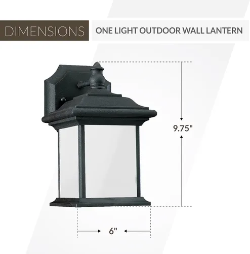 Vista 3 de Sea Gull Lighting Generation 89101-12 - Farol de pared transitorio para exteriores de Seagull-Wynfield Collection en acabado negro, 10 pulgadas