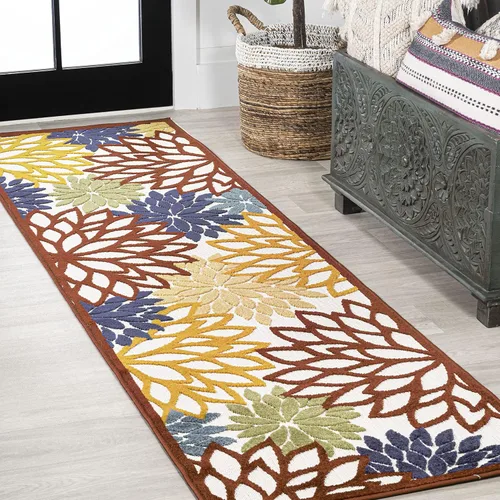 Vista 7 de Eyely CMA109A-3 Amalfi Coast Minori - Alfombra floral para interiores y exteriores, floral; contemporánea, dormitorio, cocina, patio trasero, patio