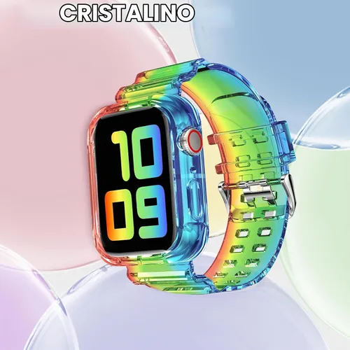 Vista 4 de DABAOZA Compatible con correa transparente de Apple Watch de 1.614 in Arcoíris