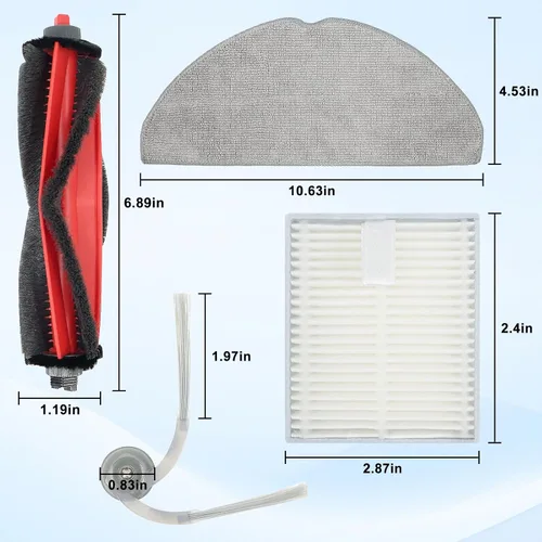 Vista 2 de Q7 M5 Piezas de repuesto para Roborock Q7 M5+, L5/L5+Series Robot Aspirador, 2 cepillos principales+4 filtro+4 almohadillas de trapeador+6 cepillos