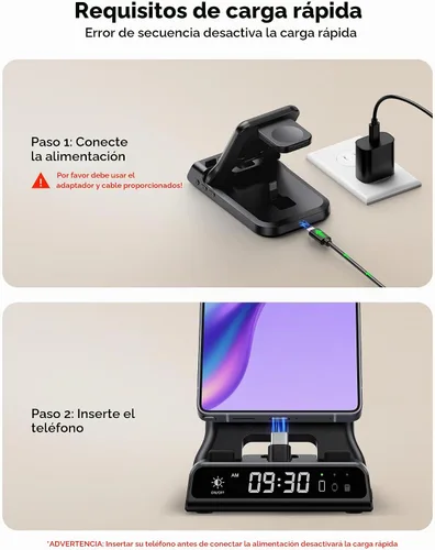 Vista 5 de Estación de Carga Rápida USB C de 25W para Samsung, SwanScout 701S, Soporte de Carga Plegable 3 en 1 para Galaxy S25/S24/Z Flip 7/Fold