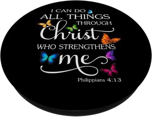 Vista 2 de I Can Do All Things Through Christ Butterfly Art - PopSockets religiosos intercambiables PopGrip