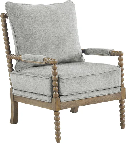 Vista 11 de OSP Home Furnishings Fletcher - Silla decorativa con acabado marrón rústico, tapicería beige niebla