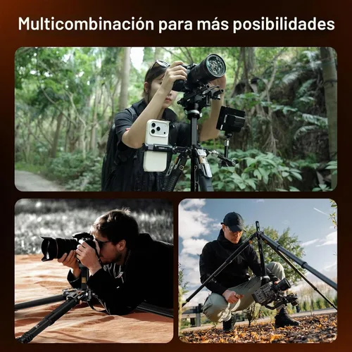 Vista 7 de COMAN T1S - Trípode de fibra de carbono abierto a presión, trípode profesional para cámara con cabeza de bola, trípode de video de 65 pulgadas
