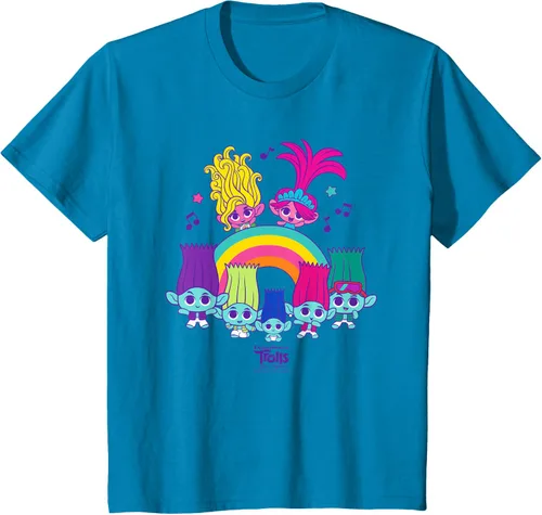 Vista 34 de Camiseta DreamWorks Trolls Band Together BroZone Poppy Viva Rainbow Negro