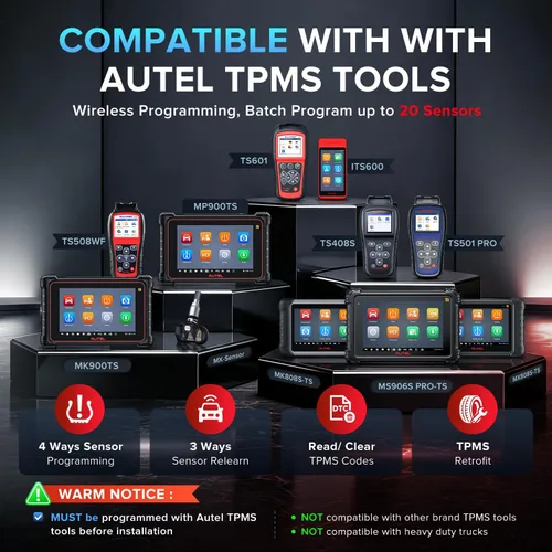 Vista 5 de Autel TPMS MX Sensor 315 433Mhz 2en1 Sensores de Neumáticos, Nivel OE Presión-Liberación Universal 100% Programable por TPMS Tool TS408S TS501 PRO