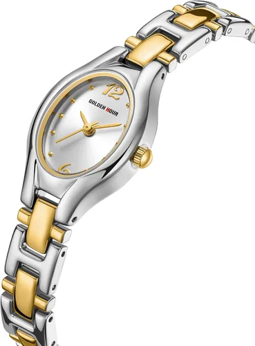 Vista 2 de GOLDEN HOUR Reloj de pulsera ovalado vintage de tono dorado para mujer