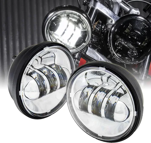Vista 10 de TRUE MODS 2 piezas de 11.4 cm Osram LED Harley luz antiniebla de paso [acabado negro] luz antiniebla de paso para motocicleta Harley Davidson