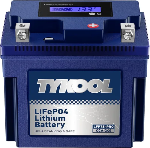 Vista 19 de TYKOOL YTZ5S - Batería de litio para motocicleta, 12,8 V, 3 Ah, 180 CCA LiFePO4, batería para deportes de motor para ATV, UTV, motos de nieve, moto